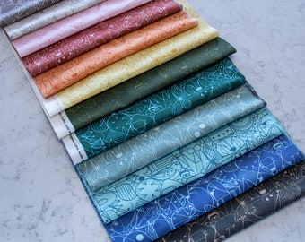 New!! Half Yard Bundle, 12 Half Yards, The Entire Charley Harpers End Papers Basic Collection, Birch Organic Cotton Fabrics