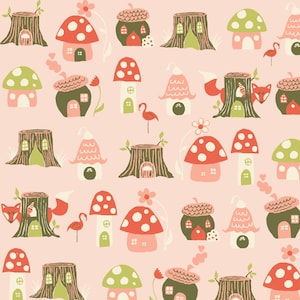 Forest Fabric, Monaluna Organic Cotton Fabric, Elvendale Rosy Poplin from the Amour Vert