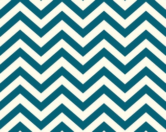Chevron Fabric, Birch Organic Cotton Fabric, Mod Basics Collection, Skinny Chev Teal, Zig Zag Print