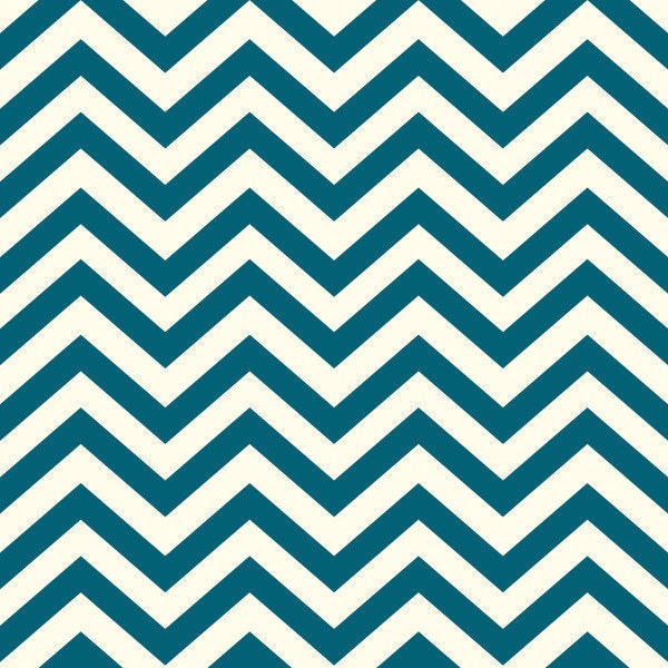 Chevron Fabric, Birch Organic Cotton Fabric, Mod Basics Collection, Skinny Chev Teal, Zig Zag Print