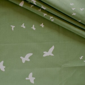 Birch Organic Cotton Fabric, Flight Aspen Poplin from the Birch Basics Reboot 2021 Collection, Quilting Fabric, Bird Fabric