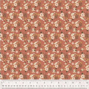 Monaluna Organic Cotton Fabric, Posies Terra from the Under The Canopy Collection by Jennifer Moore, Floral fabric