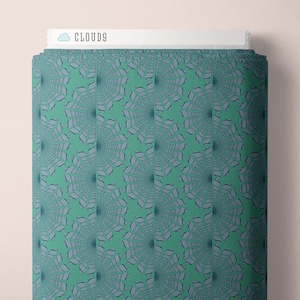 Cloud 9 Organic Cotton Fabric, Shell fan Green from the Seashell Serenade Collection by Jayme Murray, Quilters Weight