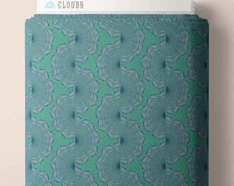 Cloud 9 Organic Cotton Fabric, Shell fan Green from the Seashell Serenade Collection by Jayme Murray, Quilters Weight