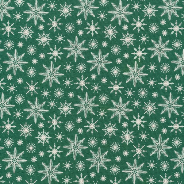 Snowflake Fabric, Cloud 9 Organic Cotton, Snowfall, Christmas Past Collection, Quilters Weight, Holiday Fabric