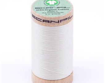 Scanfil 50 weight Organic Cotton Sewing Thread, Color: Coconut Milk 4801, 500 yard spool, GOTS certified, 100% Organic Cotton