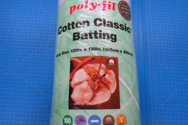 100 Organic Cotton Batting// King Size// 120x Etsy