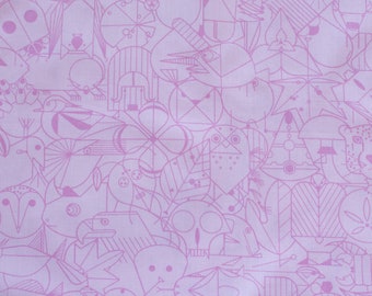 Pink Organic Cotton Fabric, Cotton Candy Poplin from the Charley Harper End Papers Basics Collection by Birch Fabrics