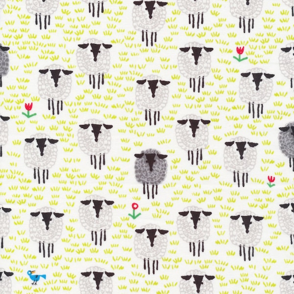 Organic Cotton Sheep Fabric, Cloud 9 Organic Cotton, Sheep from The Ed Emberley Favorites Collection, Quilters Weight