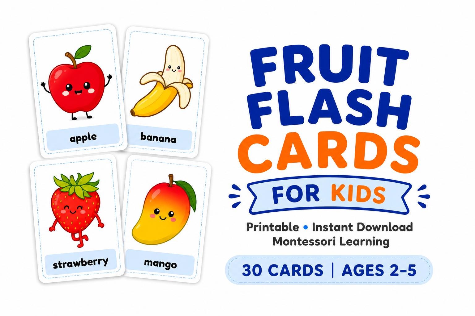 Tarjetas didácticas de frutas para niños, 30 tarjetas de frutas ...