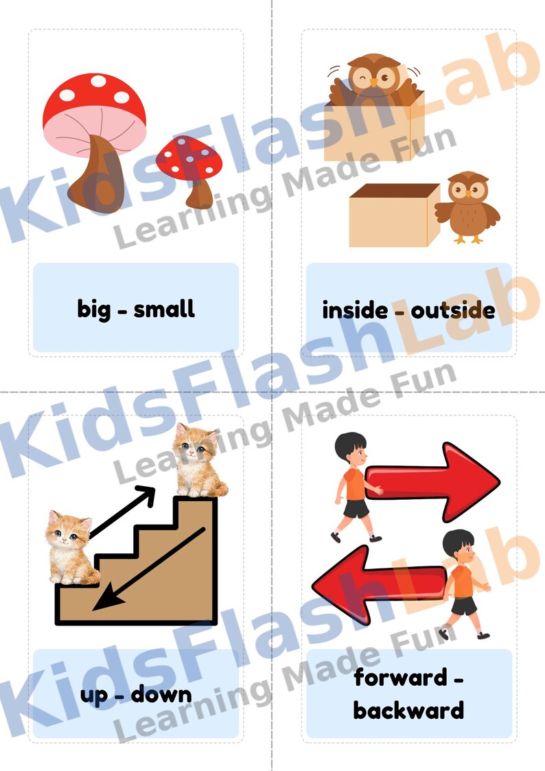 Buy Opposites Flash Cards for Kids Printable PDF Montessori Antonyms ...
