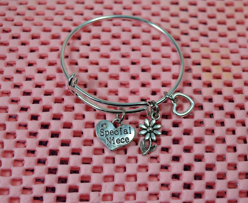 Child Size Special Niece Bracelet....Expandable Silver Plated Bangle Bracelet