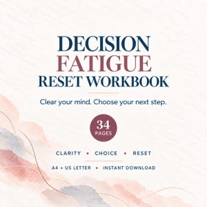 Cuaderno de trabajo para superar la fatiga por decisiones / Imprimible sobre el exceso de pensamiento y la toma de decisiones / PDF para restablecer la autoconfianza