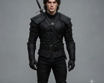 Witcher-inspirierte Lederjacke für Herren | Mittelalterliches Fantasy-Cosplay-Kostüm, maßgefertigt