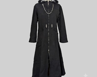 Abrigo largo tipo gabardina, chaqueta con capucha de la Organización XIII de Kingdom Hearts, capa con cadena y capucha extragrande