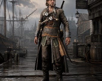Assassin's Creed IV: Black Flag inspirierter brauner Piratenmantel, Edward Kenway Cosplay-Outfit