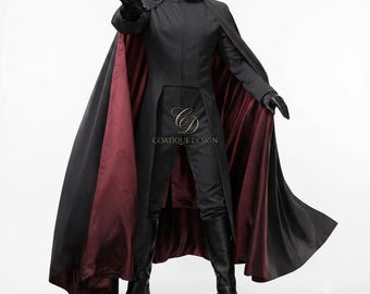 X-Men-inspiriertes Magneto-Cosplay-Kostüm – Dunkler Kommandantenmantel mit Umhang – Maßgefertigtes Superschurken-Outfit