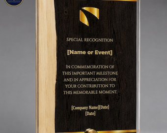 Tabliczka z nagrodą Milestone Award, spersonalizowana nagroda uznania, trofeum za osiągnięcia korporacyjne, prezent z okazji uznania dla pracownika, ROZMIAR: 180X129X8MM
