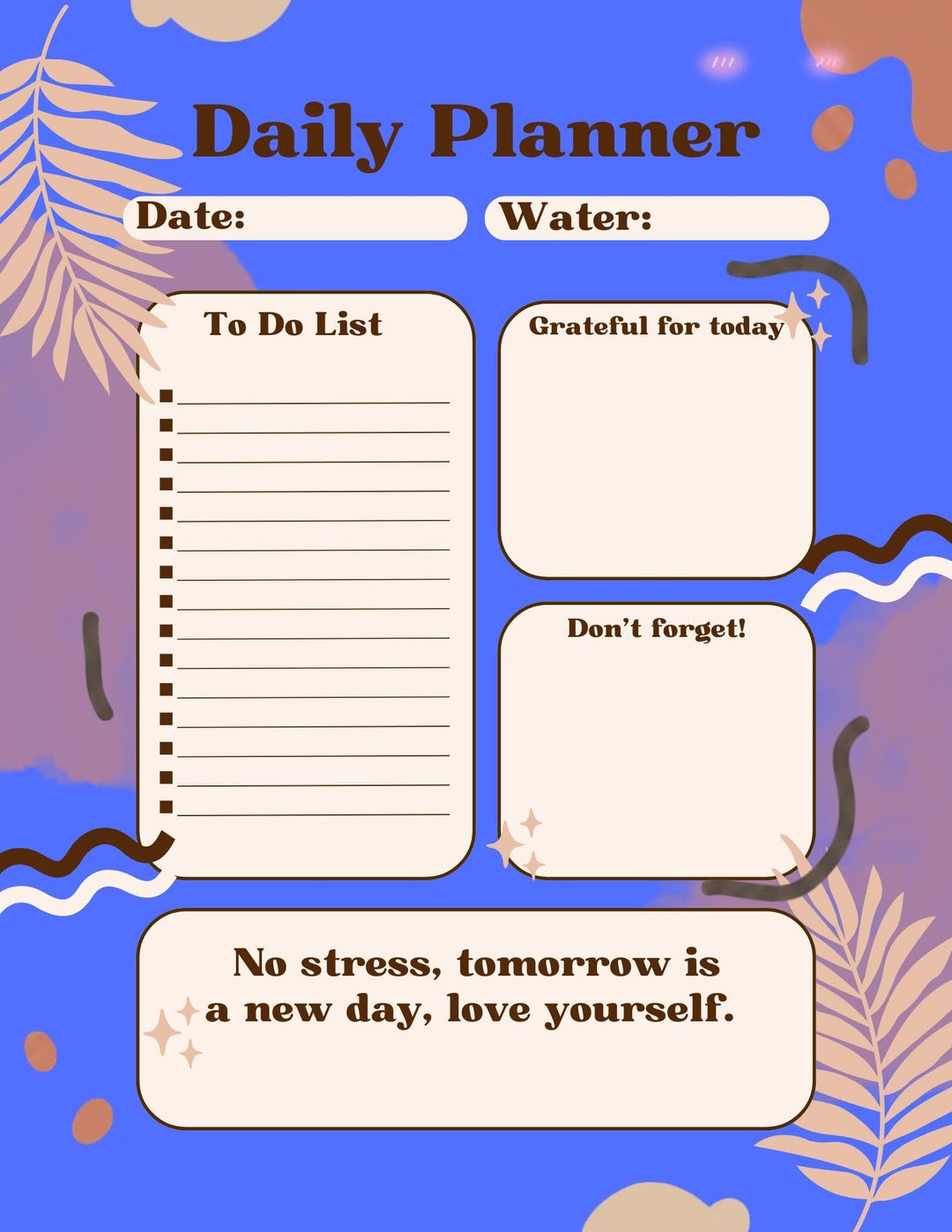 Daily Planner Printable | Blue Daily Planner | to Do List | Gratitude ...