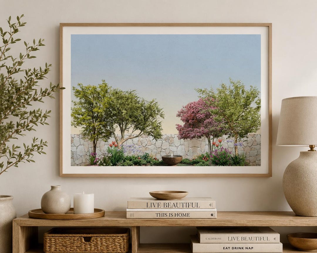 Mediterranean Garden Wall Art Printable, Landscape Botanical Print ...