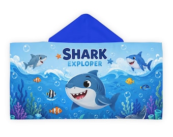 Shark Explorer Youth Hooded Towel | Kids Beach Towel with Hood