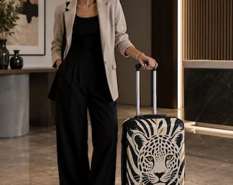 Leopard Face Suitcase, Zebra Pattern Luggage, Animal Print Carry On, Safari Travel Suitcase, Stylish Hard Shell Bag