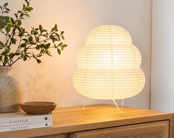 Japanese Rice Paper Lamp | Akari Style Table Lamp, Japandi Bedside Light, Minimalist Scandinavian Lamp, Cozy Ambient Lighting