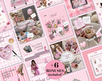 Instagram Templates Bundle For Content Creators Influencer Social Media Kit Scrapbook Posts Stories Carousels