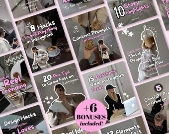 Instagram Templates Bundle Social Media Manager Kit Scrapbook Content Creator Influencers UGC Marketing Posts