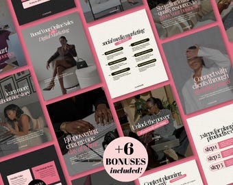 Melanin Instagram Templates Bundle for Social Media Managers Coaches Creators Pink & Minimal UGC Style