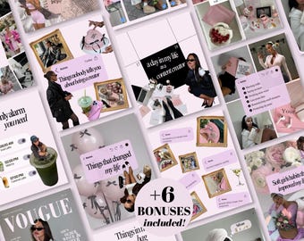 Instagram Templates Bundle Black Pink Trendy iOS Content Creator Social Media Kit Scrapbook UGC