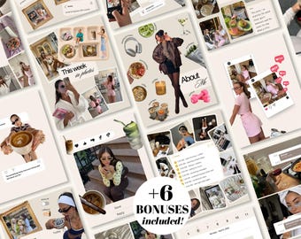 Instagram Templates Bundle Neutral Trendy iOS Content Creator Social Media Kit Scrapbook UGC