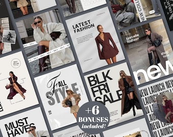 150+ Fashion Instagram Templates Bundle Social Media Kit for Clothing Brands Fashion Content Creator