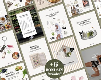 Health & Wellness Instagram Templates Bundle Fitness Nutrition Wellness Coach Social Media Posts Stories Carousel