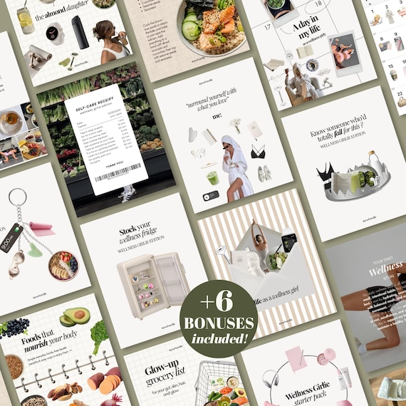 Health & Wellness Instagram Templates Bundle Fitness Nutrition Wellness Coach Social Media Posts Stories Carousel