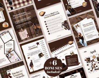Instagram Templates Bundle for Social Media Managers & Content Creators Brown Instagram Posts Stories Carousel