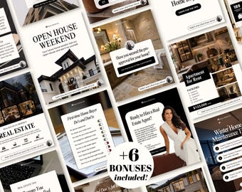 300+ Real Estate Instagram Templates Bundle Neutral Realtor Social Media Templates Posts Stories Carousels