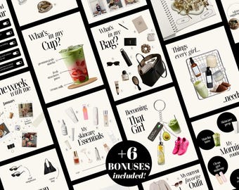 Instagram Templates Bundle Neutral Black Trendy iOS Content Creator Social Media Kit Scrapbook UGC