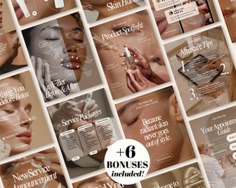 Medspa Instagram Templates Bundle Social Media Posts Botox Skincare Esthetician Nurse Injector Beauty Business