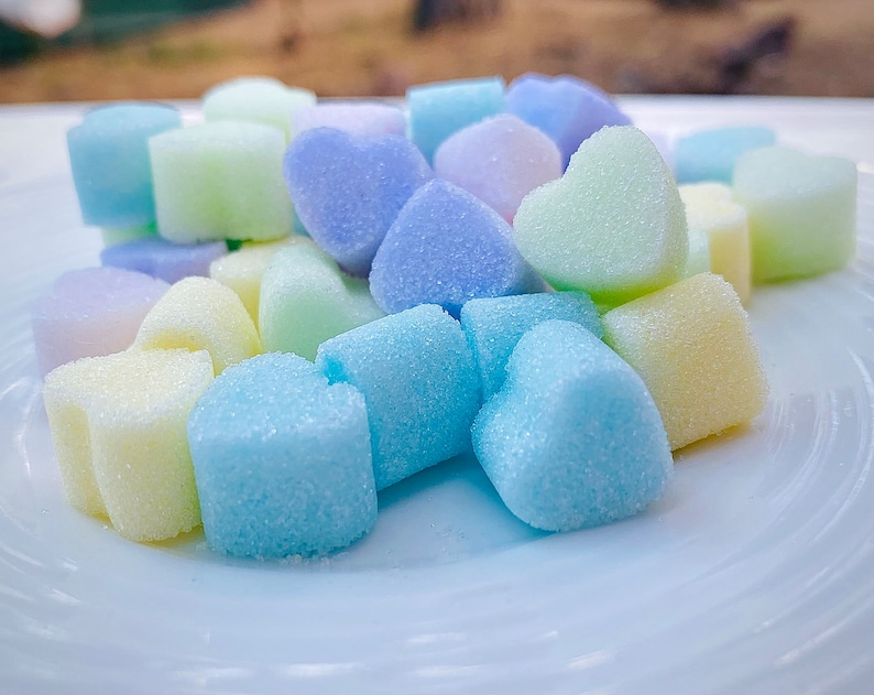 Rainbow Sugar Cube Hearts for Tea. Coffee. Weddings. Baby Showers and Party's 100 Heart Shaped Sugar Cubes image 1