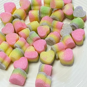 Rainbow Sugar Cube Hearts for Tea. Coffee. Weddings. Baby Showers and Party's