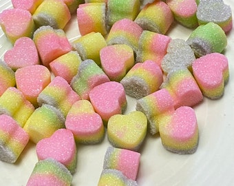 Rainbow Sugar Cube Hearts for Tea. Coffee. Weddings. Baby Showers and Party's