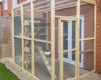 3 sided catio 7ft tall x 6ft wide x 4ft deep with mesh roof as well as accessories