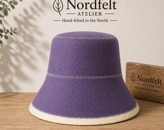 Lavender Wool Sauna Bucket Hat | Nordfelt Heatwear Collection | 100% Wool Felt Sauna Hat | Scandinavian Wellness Gift | From Sauna to Street