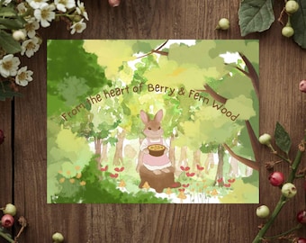 Pocztówka z leśnym królikiem • Artykuły piśmiennicze Forest Art Pen Pal (do pobrania w wersji cyfrowej)