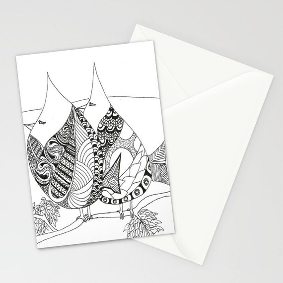 All Occasion Greeting Card Birdssilent Conversation Between Etsy