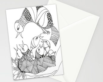 All Occasion Greeting Card Birds--A Mother's work is Never Done