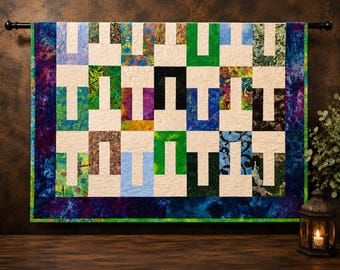 Handmade Batik Patchwork Quilt | Geometric Cotton Throw Blanket | Artisan Colorful Home Decor