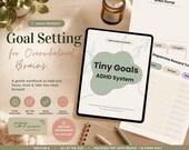 ADHD Goal Setting Workbook | Tiny Goals System for Overwhelmed Brains (PDF Printable)