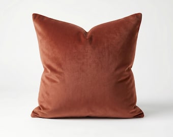 Cognac Velvet Pillow Cover, Soft Neutral Thick Euro Sham & Cushion